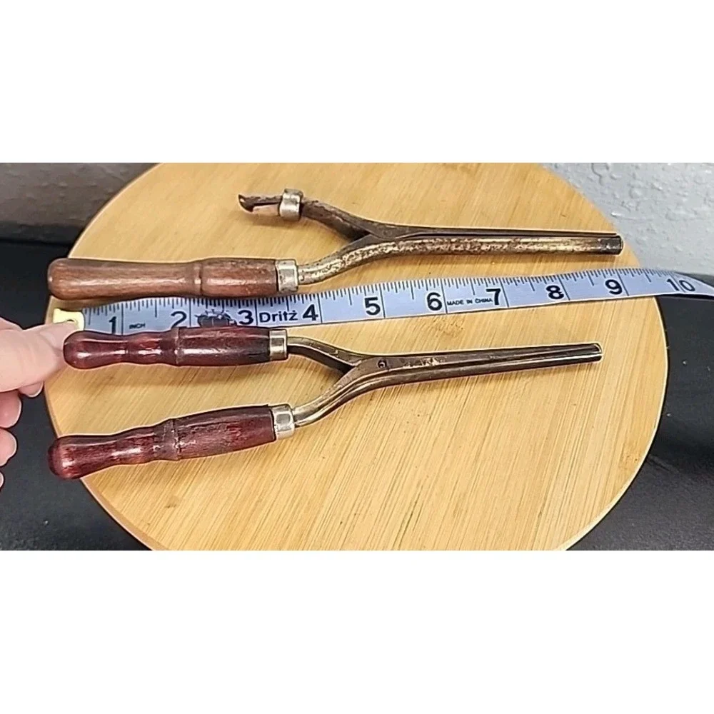 Vintage 2 Curling Iron‎ Metal With Red Handles